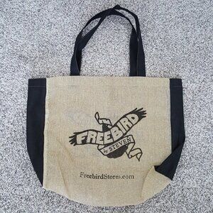 NEW Freebird by Steven Burlap Jute Tote Bag Reusable Shoulder Straps